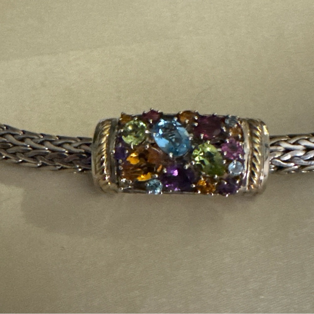 Effy Multicolor Gemstone Silver Bracelet with Gold Accents - Picture 8 of 11